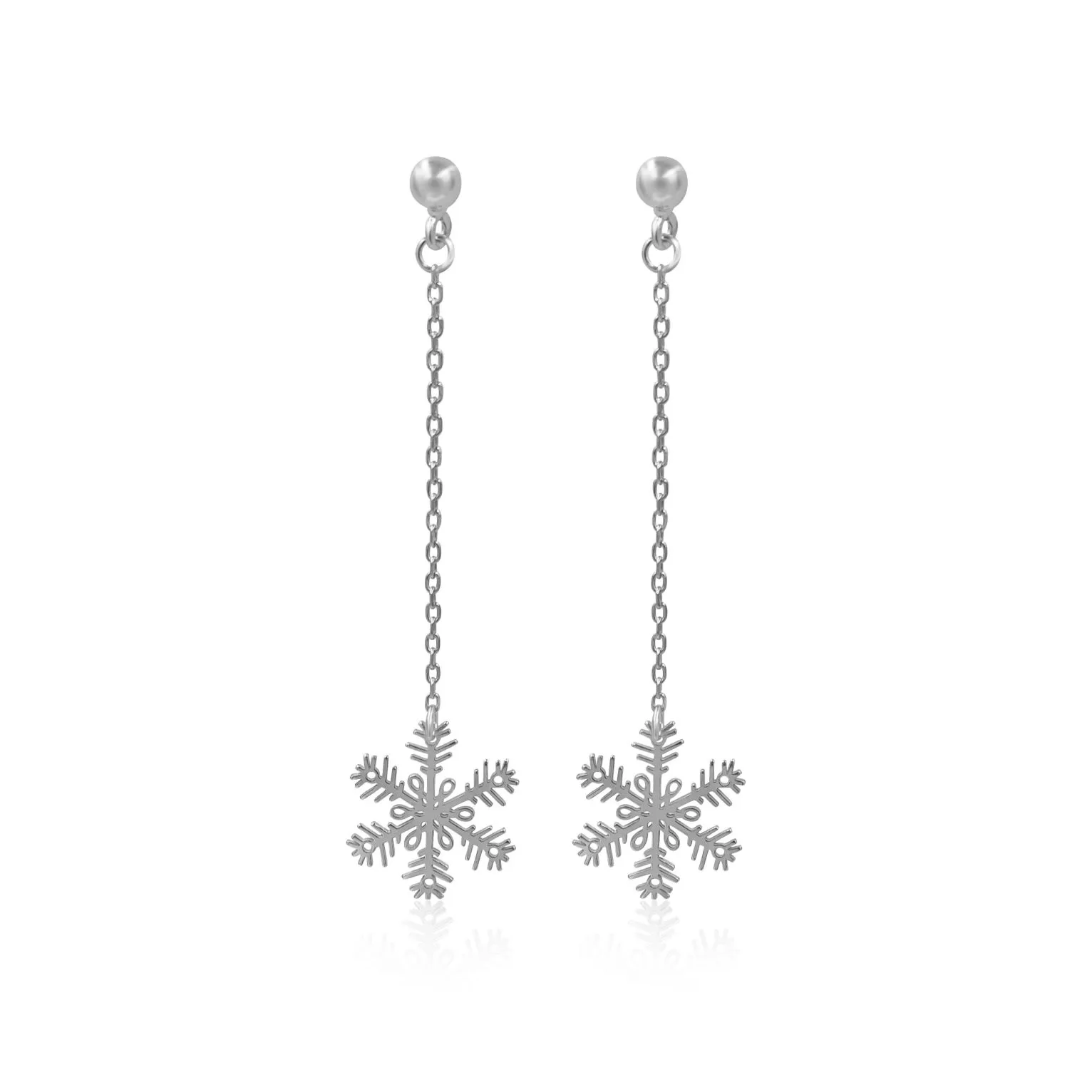 Cercei lungi din argint, fulg de nea [1]