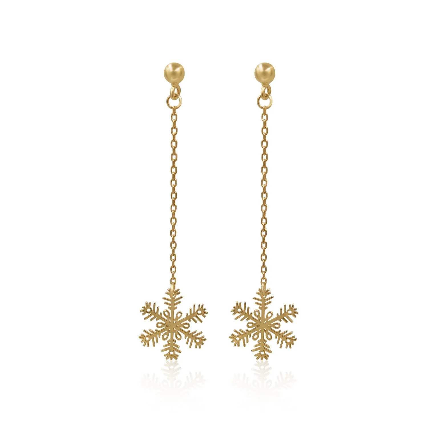 Cercei lungi din argint placat cu aur, fulg de nea [1]
