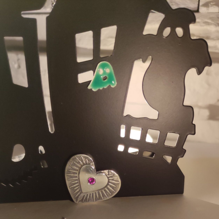 Pandantiv din argint in forma de inima cu rubin [2]