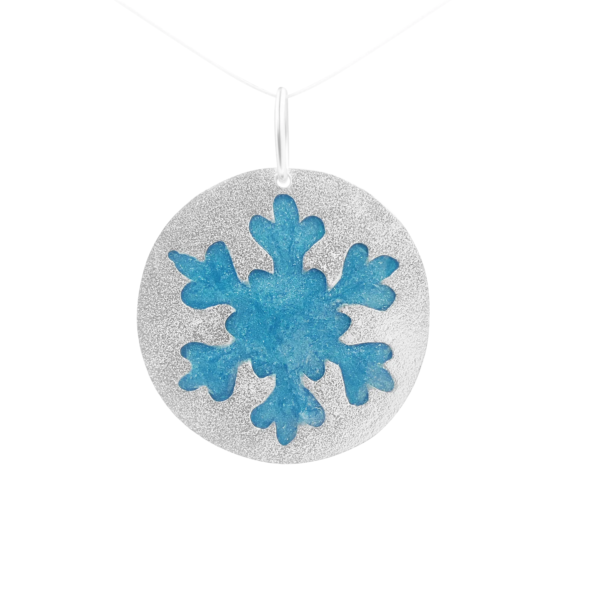 Pandantiv din argint emailat, fulg de nea [2]