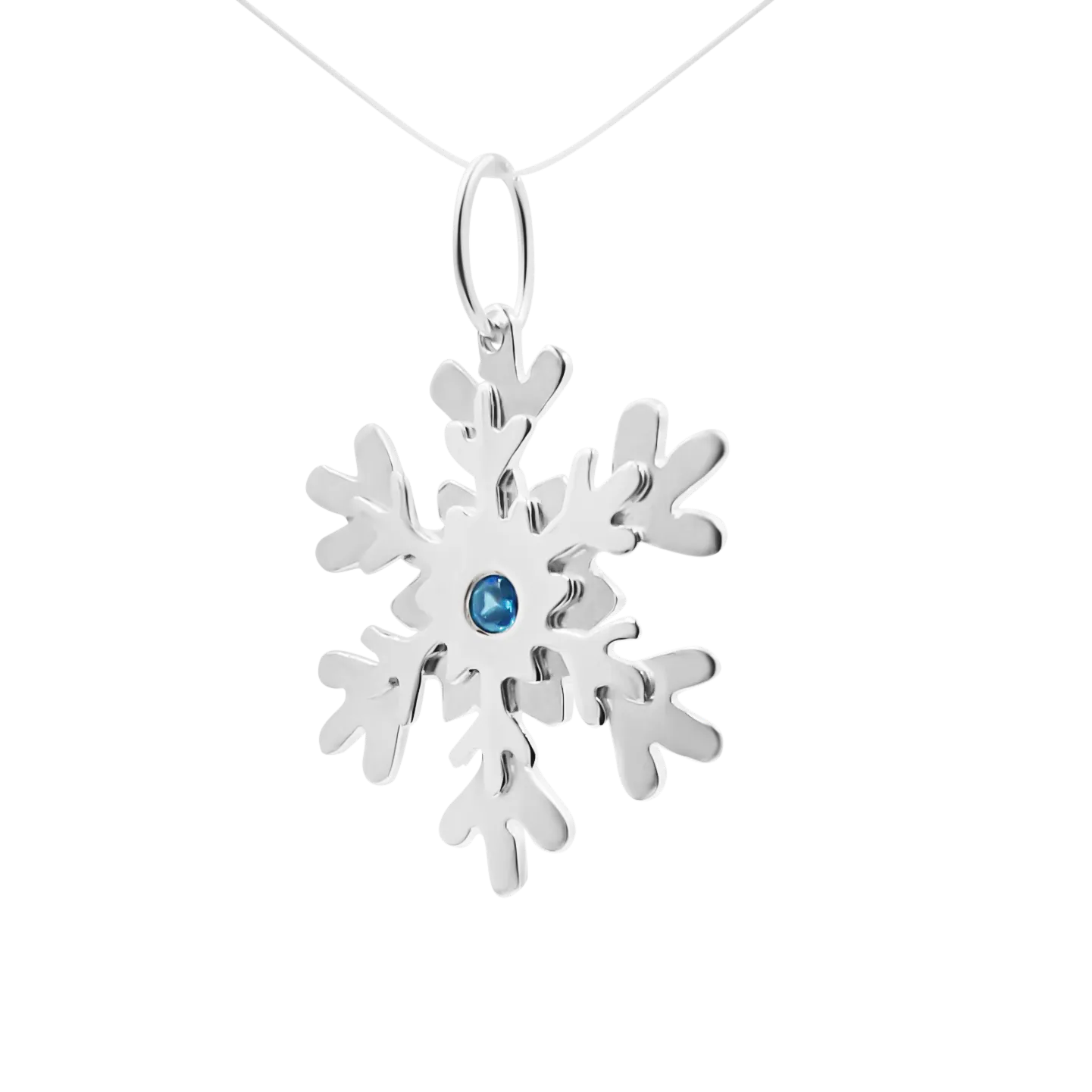 Pandantiv din argint, fulg cu aquamarin [2]