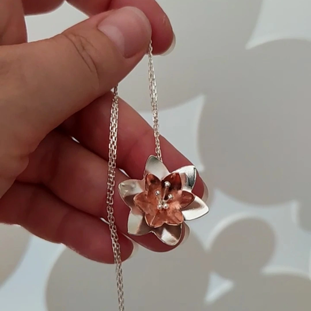 Pandantiv floare din argint si cupru [3]