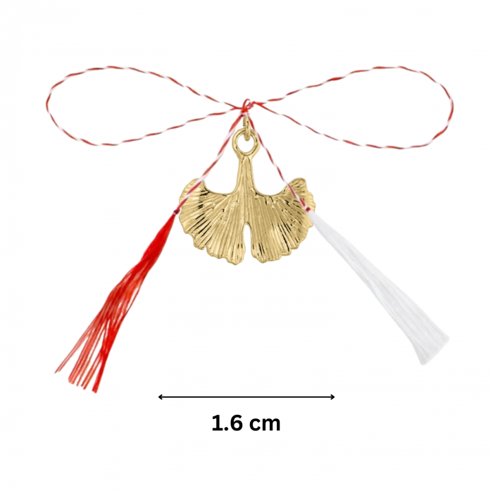 Pandantiv martisor din argint aurit, frunza Gingko Biloba, ambalaj inclus [4]