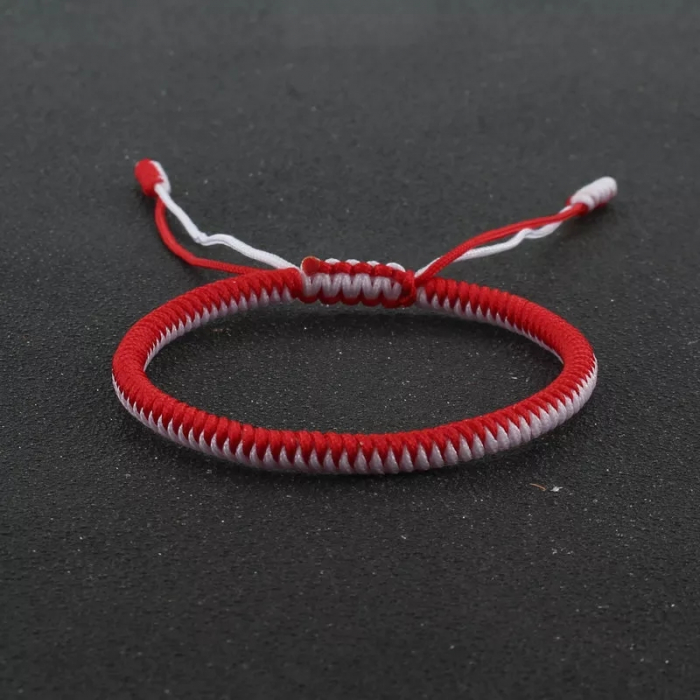 Set 6 bratari impletite din snur alb si rosu, pentru martisor [4]