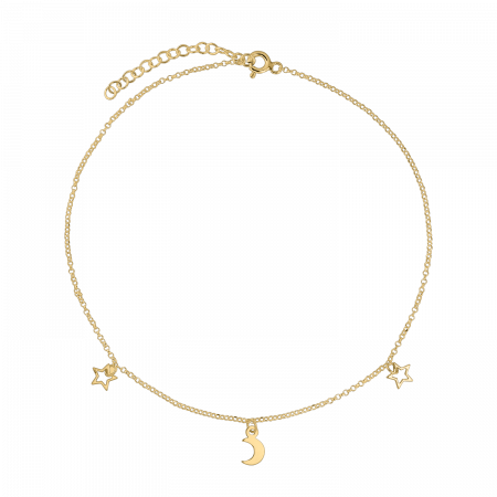Bratari lantisor - Bratara de mana din argint placat cu aur, steluta semiluna, 15 - 20 cm