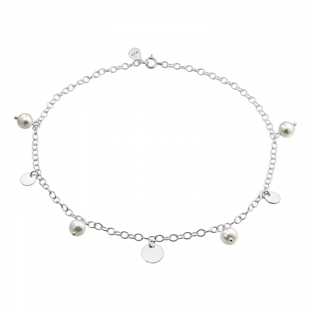 Bratari de picior - Bratara de picior din argint, banuti si perle mother of pearl