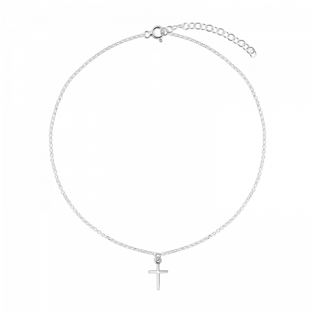 Bratari de picior - Bratara de picior din argint, cruciulita, 22-27 cm