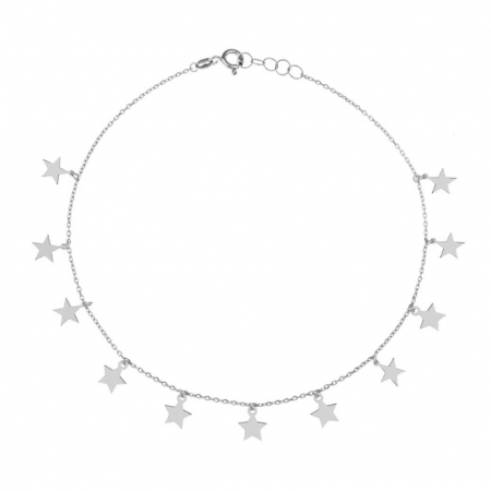 Bratari de picior - Bratara de picior din argint, cu stelute, 22-27 cm