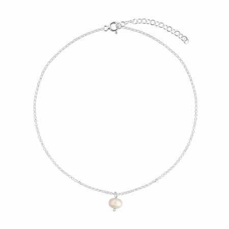 Bratara de picior din argint, perla de cultura, 22-27 cm