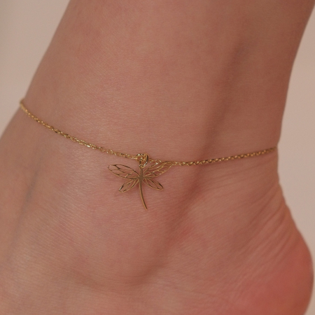 Bratara de picior din argint placat cu aur, Dragonfly [2]