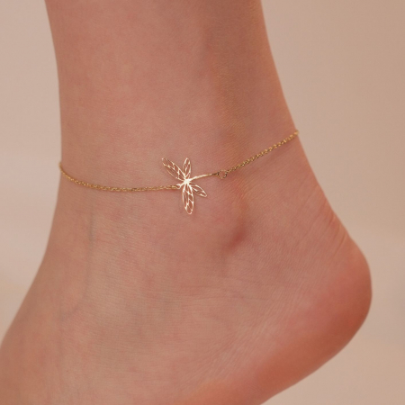 Bratari de picior - Bratara de picior din argint placat cu aur, Dragonfly