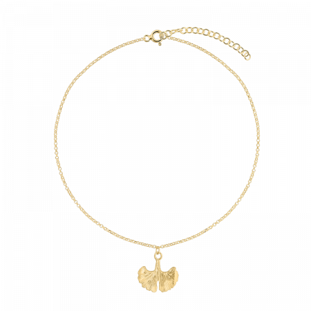 Bratari de picior - Bratara de picior din argint placat cu aur, frunza gingko biloba, 22 - 27 cm