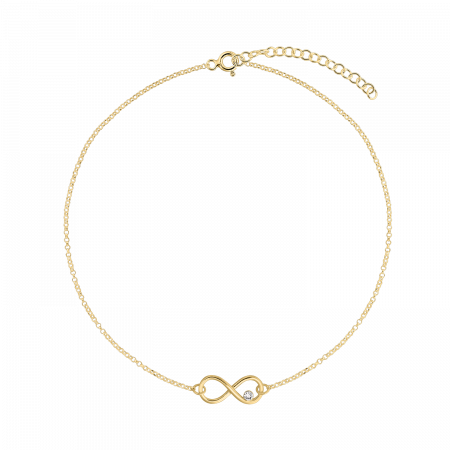 Bratari lantisor - Bratara din argint placat cu aur, infinit cristal, 15-19 cm