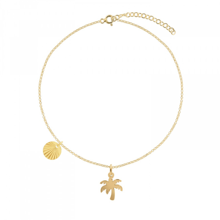 Bratara de picior din argint placat cu aur, Palm Tree and Sun [1]