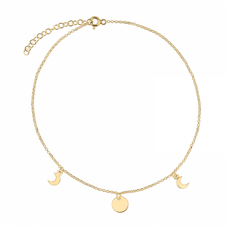 Bratari lantisor - Bratara din argint placat cu aur, semiluna, 15-19 cm