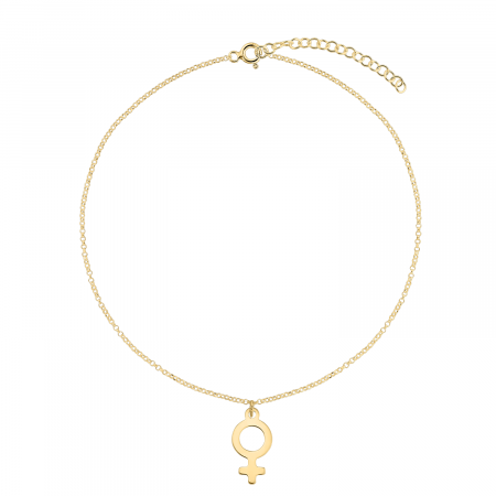 Bratari lantisor - Bratara de mana din argint placat cu aur, simbol Venus, 15-19 cm