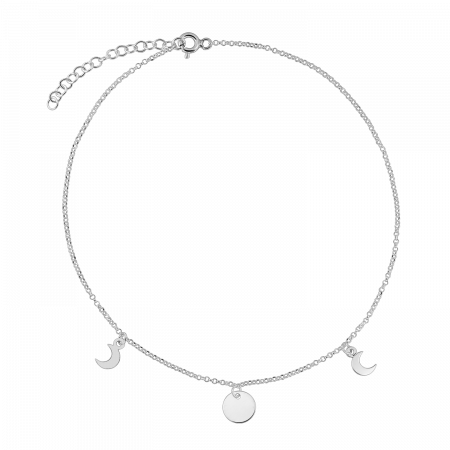 Bratari lantisor - Bratara din argint, semiluna-luna, 15-19 cm