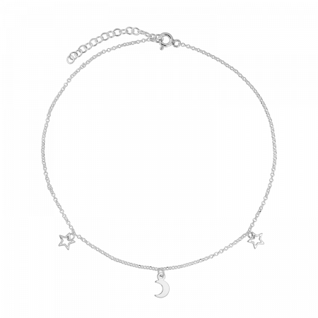 Bratari lantisor - Bratara din argint, steluta semiluna, 15-19 cm