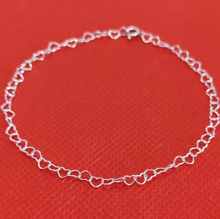 Bratara din argint, lant inimioare, 19 cm [3]
