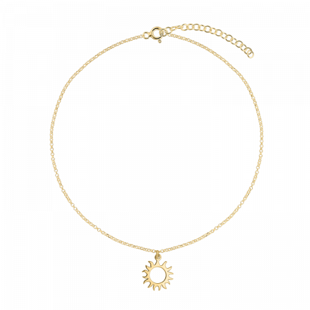 Bratari - Bratara din argint placat cu aur, charm soare, 15 - 19 cm