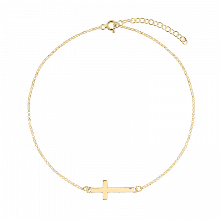 Bratari lantisor - Bratara din argint placat cu aur, cruce, 15-19 cm