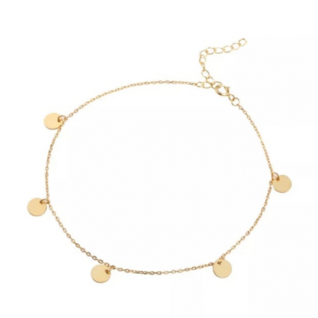 Bratari lantisor - Bratara din argint placat cu aur, cu banuti, 15-19 cm