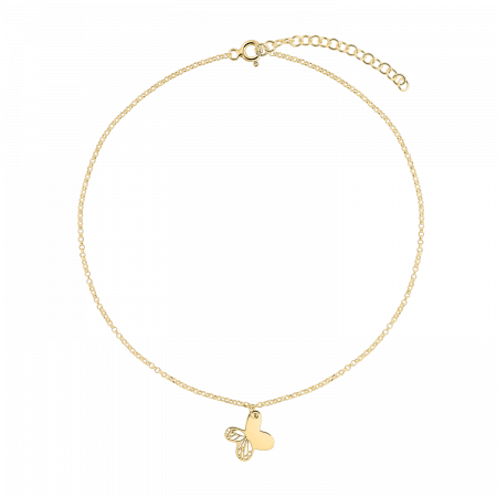Colectii - Bratara din argint placat cu aur, cu fluture, 15 - 19 cm