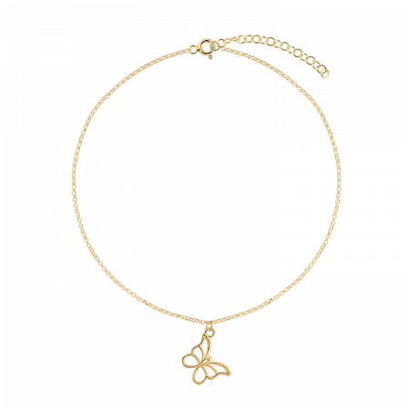 Bratari lantisor - Bratara din argint placat cu aur, fluturas, 15 - 19 cm