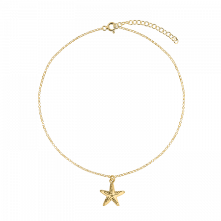 Bratari lantisor - Bratara din argint placat cu aur, stea de mare, 15 - 19 cm