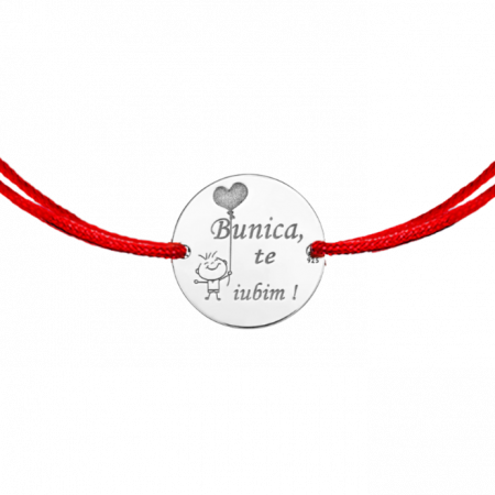Bratara snur, banut din argint cu mesaj Bunica, te iubim! [1]