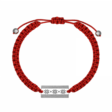 Bratari snur - Bratara impletita, tablita argint cu motiv traditional Colul Morii