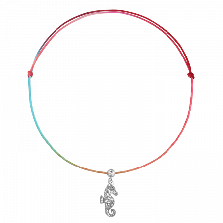 Bratari de picior - Bratara pentru picior din snur multicolor, calut de mare din argint