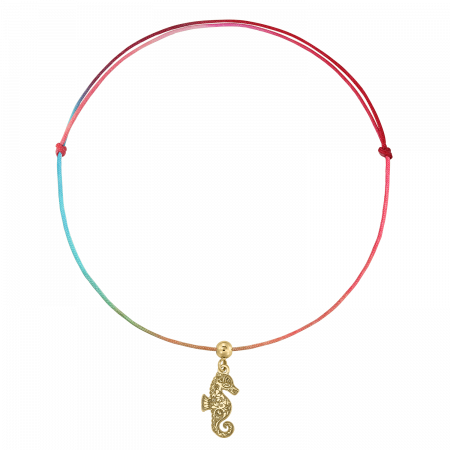 Bratari de picior - Bratara pentru picior din snur multicolor, calut de mare din argint aurit
