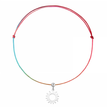 Bratari de picior - Bratara pentru picior din snur multicolor, charm soare din argint