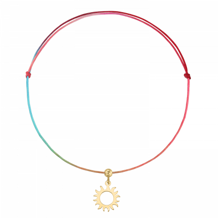 Bratari de picior - Bratara pentru picior din snur multicolor, charm soare din argint aurit