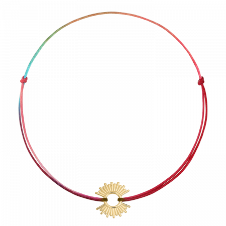 Bratari de picior - Bratara pentru picior din snur multicolor, conector soare din argint aurit