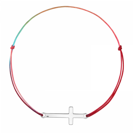 Bratari de picior - Bratara pentru picior din snur multicolor, cruce din argint
