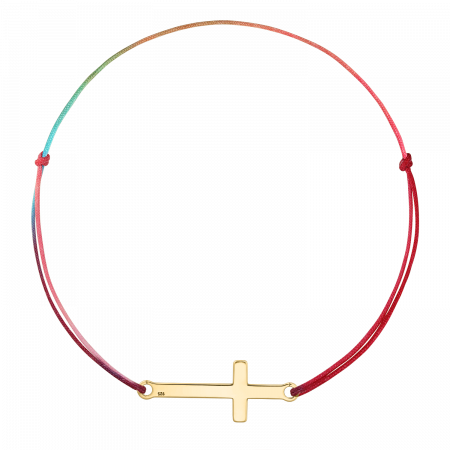 Bratari de picior - Bratara pentru picior din snur multicolor, cruce din argint aurit