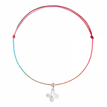Bratari de picior - Bratara pentru picior din snur multicolor, fluturas din argint
