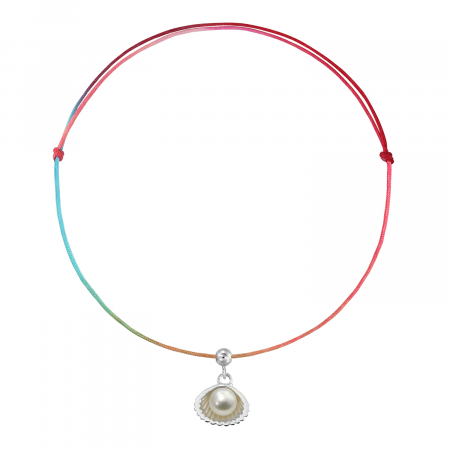Bratari de picior - Bratara pentru picior din snur multicolor, scoica cu perla naturala, argint 925