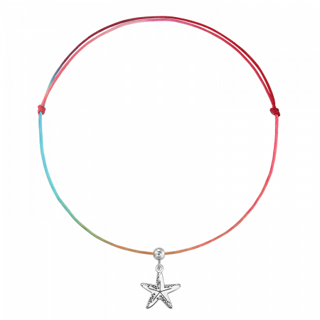 Bratari de picior - Bratara pentru picior din snur multicolor, stea de mare din argint