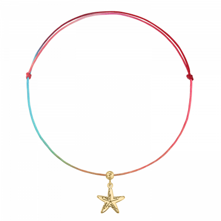 Bratari de picior - Bratara pentru picior din snur multicolor, stea de mare din argint aurit