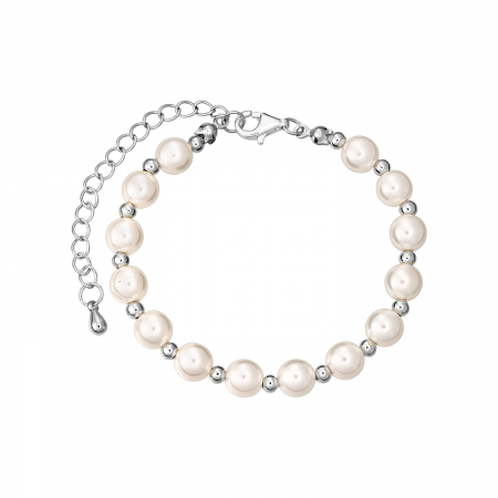 Bratari lantisor - Bratara perle mother of pearl, margele placate cu rodiu, 16 - 20 cm