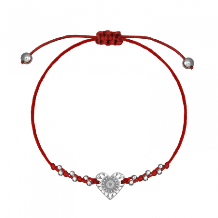 Bratari - Bratara snur Mandala Hearts, cu margele, argint 925
