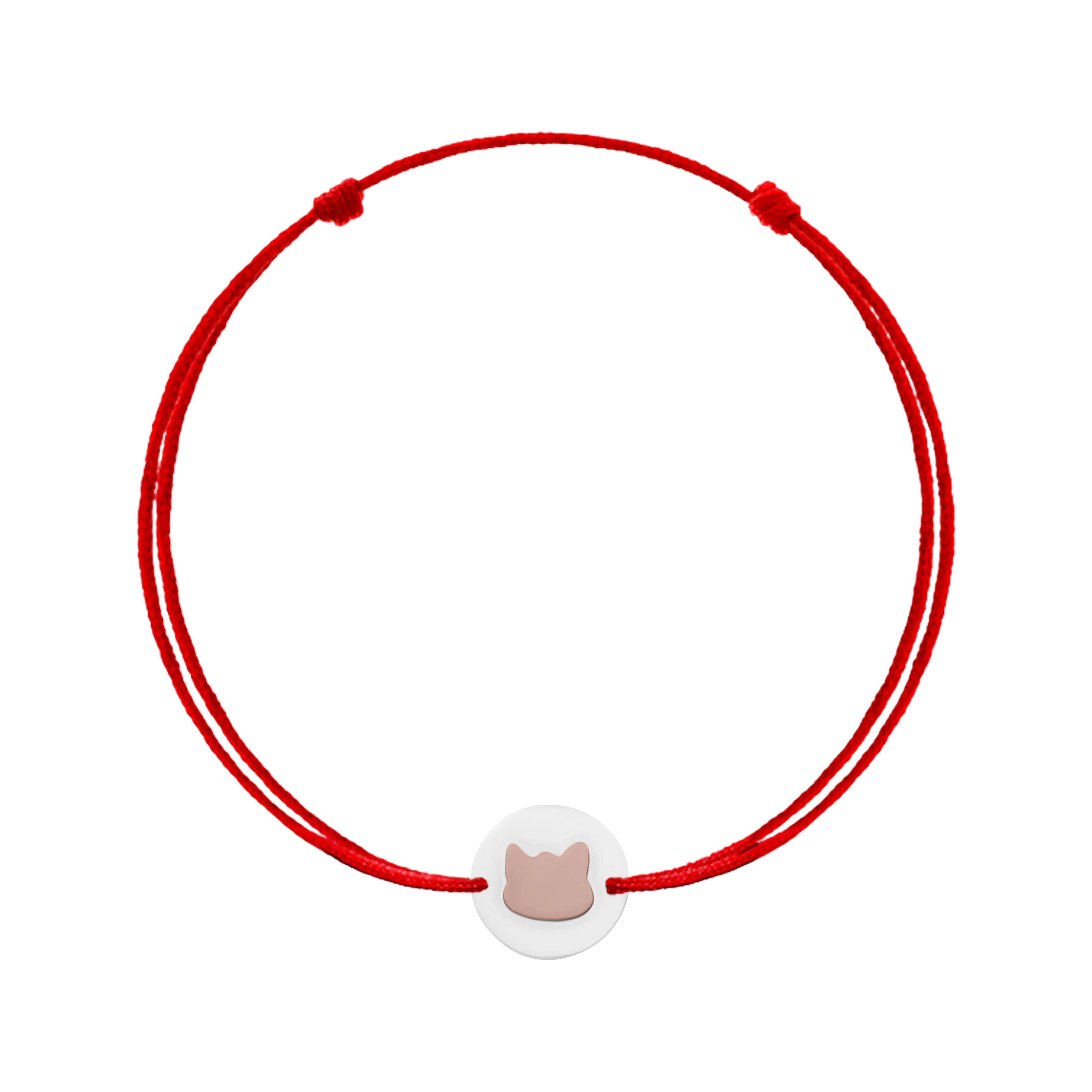 Bijuterii Unicat - Bratara snur rosu, banut cu accente din cupru, pisica