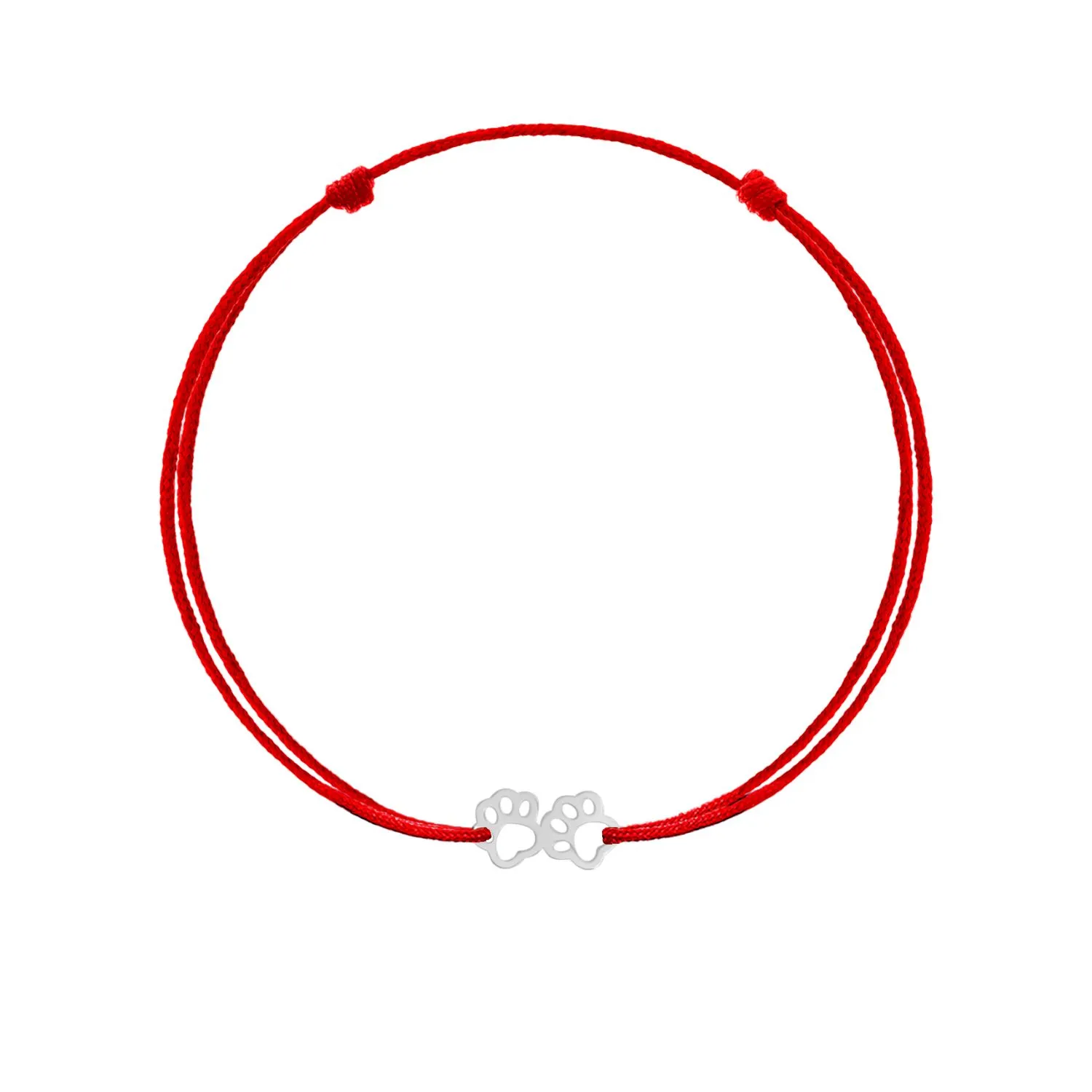 Bratari snur - Bratara snur rosu cu labute din argint