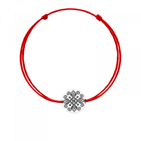Bratari - Bratara snur rosu, motive traditionale romanesti, argint 925