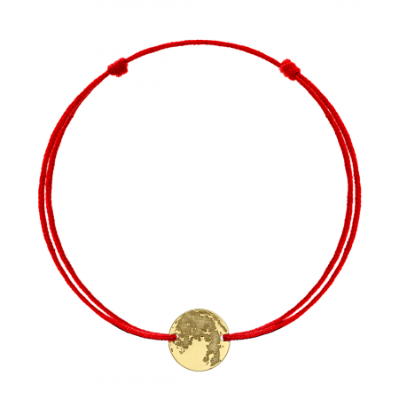 Bratari - Bratara snur rosu si argint 925 placat cu aur de 18K, Full Moon Lolit