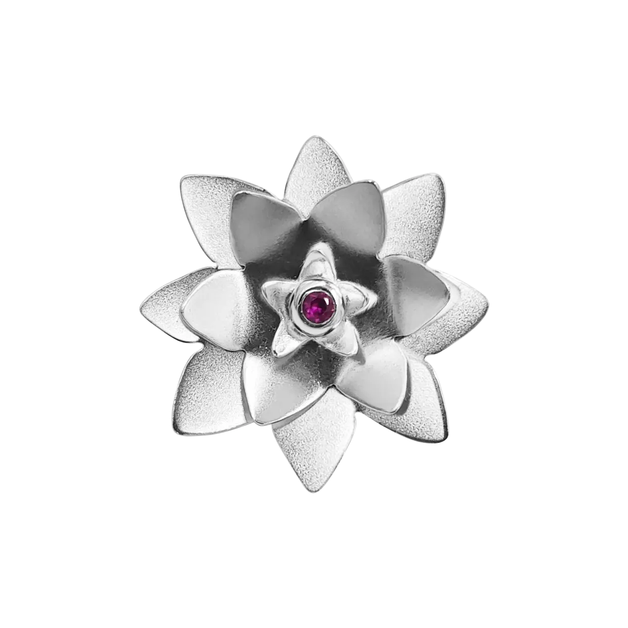 Brose - Brosa pin din argint, nufar cu rubin