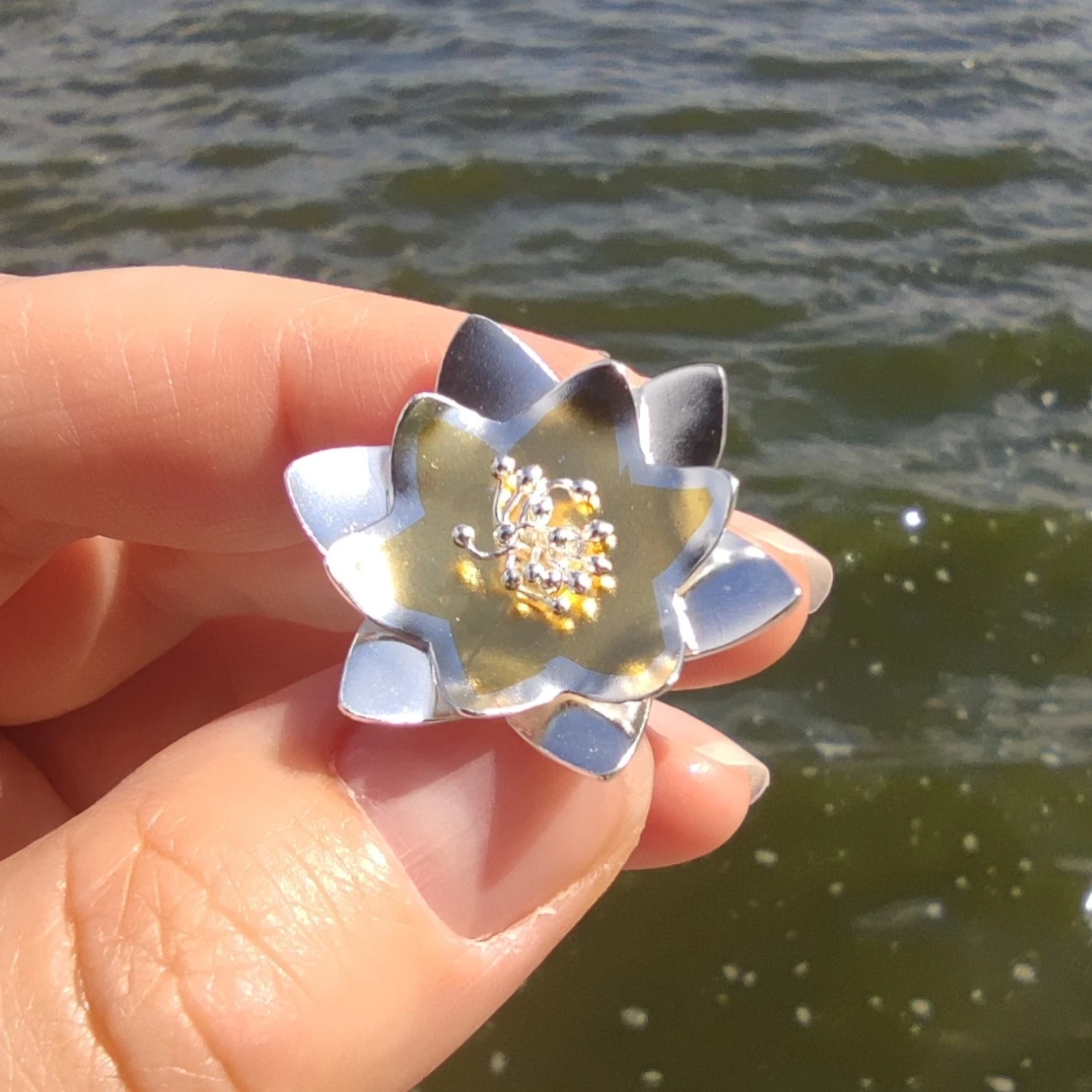 Brose - Brosa floare din argint, keum boo